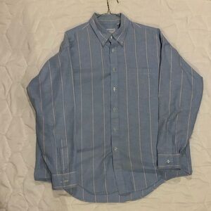 Manhattan Light Blue Stripped Long Sleeve Button Down Dress Shirt